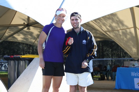 Sam Stosur presents Zvi with medal